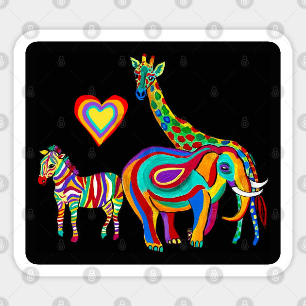 Rainbow Savanna (black) Sticker by MagaliModoux